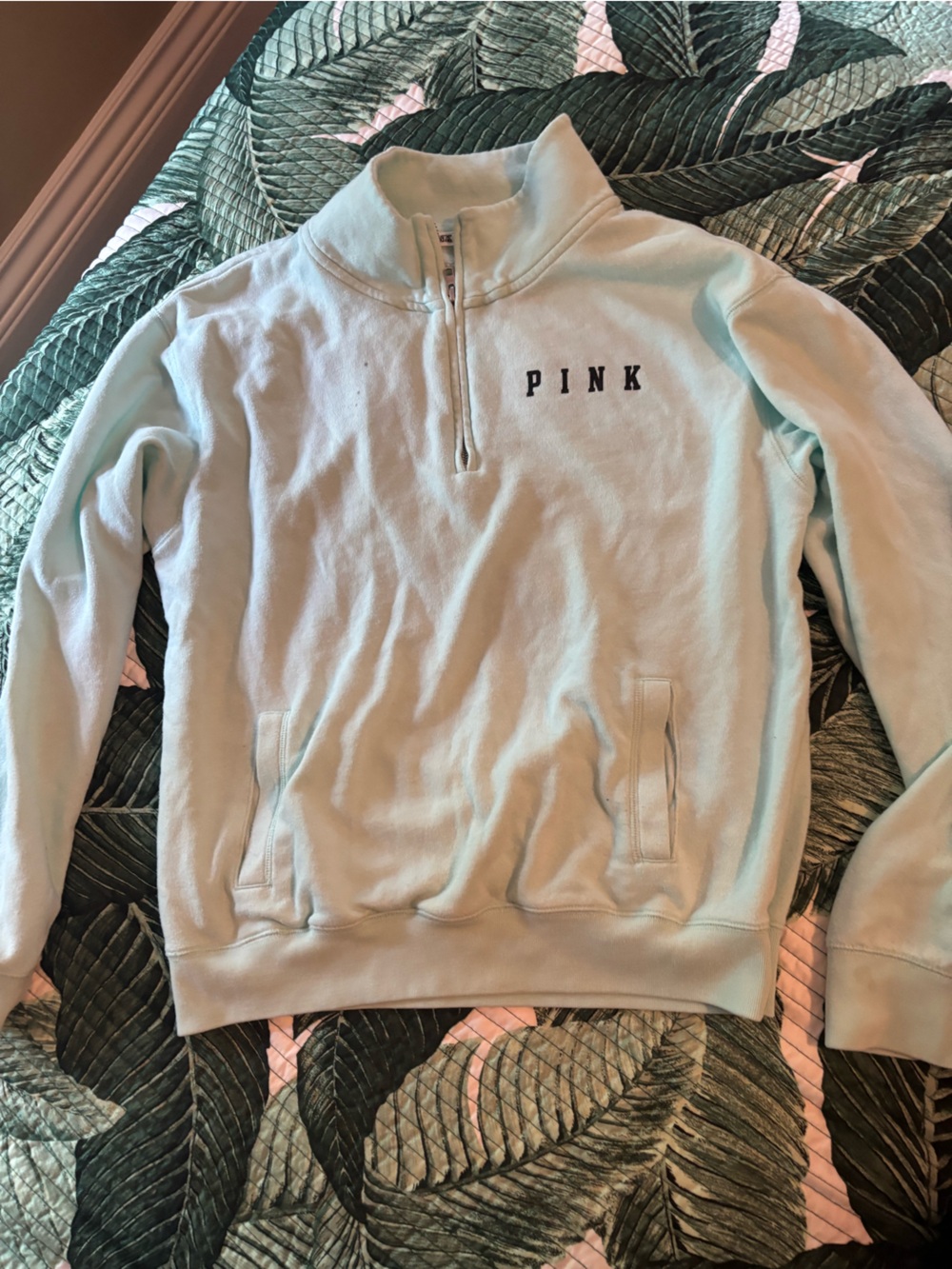 Victoria's Secret PINK Light Aqua Zip Pullover